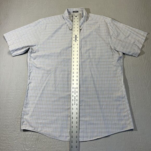 Eddie Bauer Men TXL Shirt Short Sleeve Gray Plaid Print Button Down Stretch - Picture 5 of 11